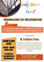 "Le travail des responsables d'établissement dans une perspective de développement organisationnel" par M. Frédéric Yvon Séminaire du CRREF